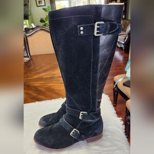 UGG Australia Black Leather Suede Zipper Buckle Knee High Boots size 7
